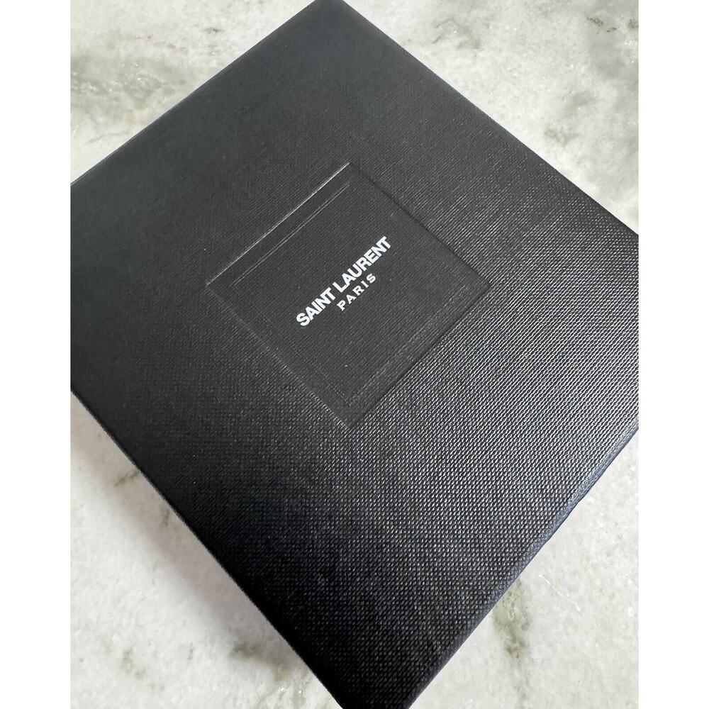 Auth Saint Laurent YSL Black Leather Stud Bracelet Small Sized Metal - Picture 16 of 16